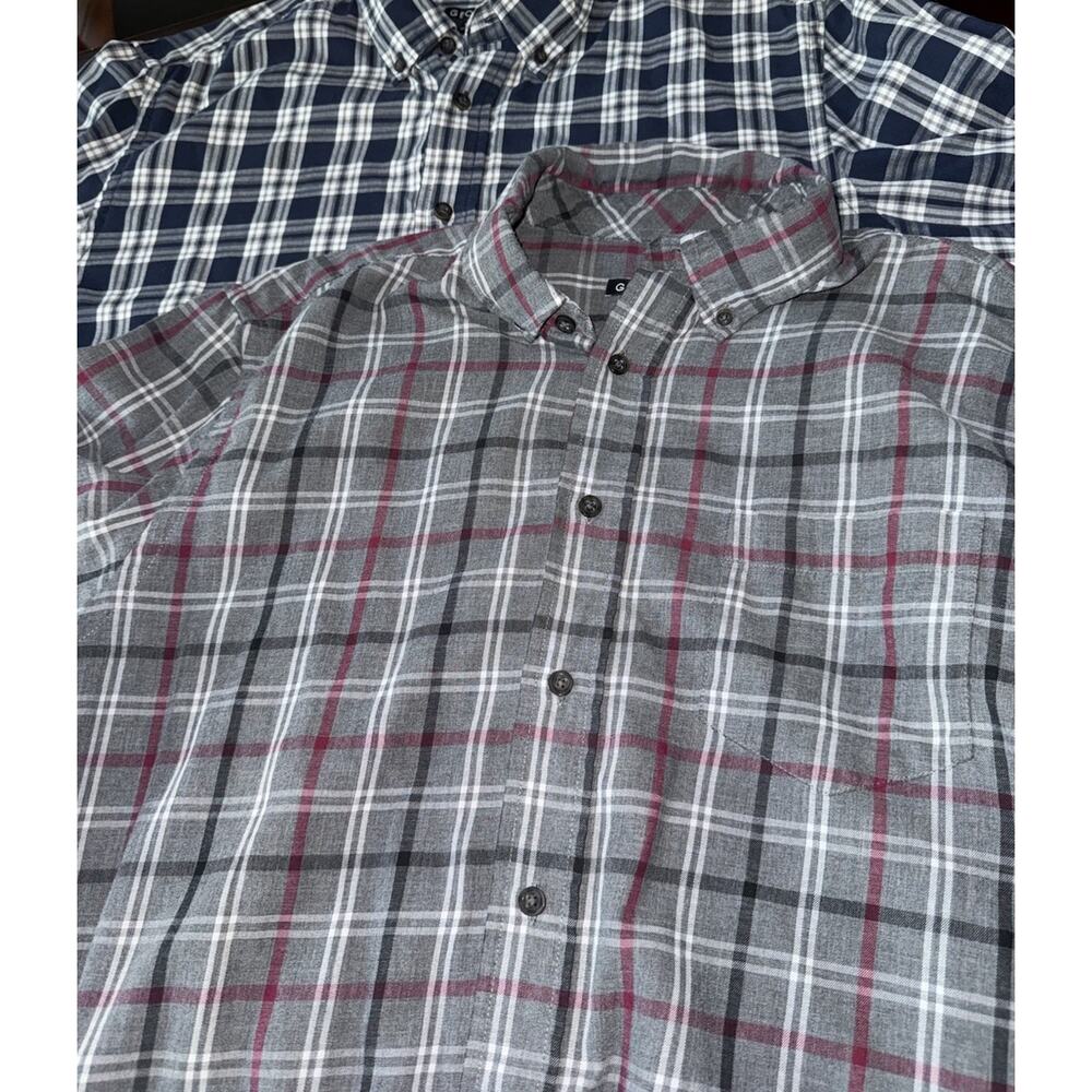 GEORGE Black‎ Brown Plaid Soft Long Sleeve Men's Button front Shirt XL (46-48)